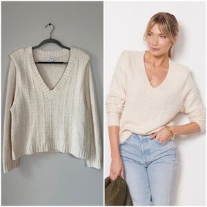 Evereve Ashlynn Strong Shoulder Metallic Sweater